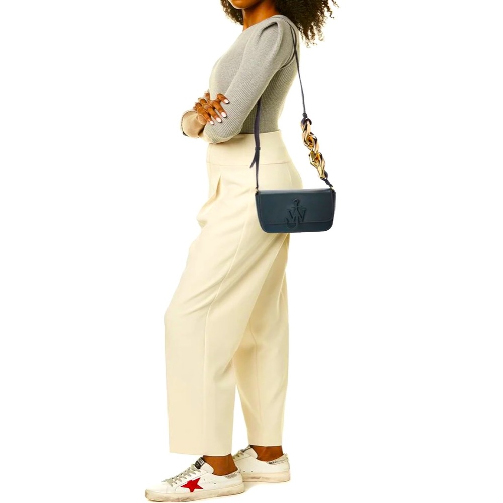 JW ANDERSON Anchor Metallic Leather Shoulder Bag.
